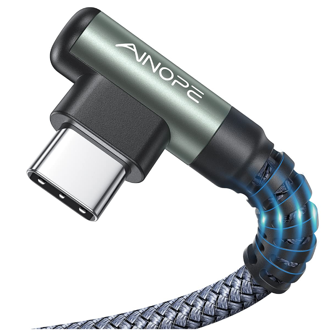 AINOPE USB-C cable 2-pack 2M right angle fast charging iPhone Samsung