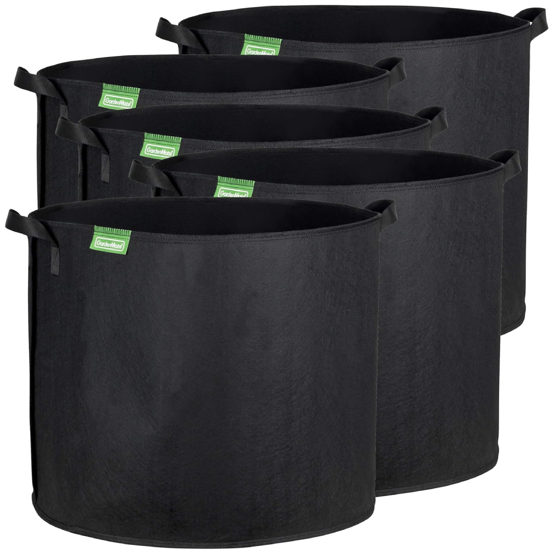 GardenMate 95L fabric grow bags 5-pack air root pruning felt pots reinforced reusable
