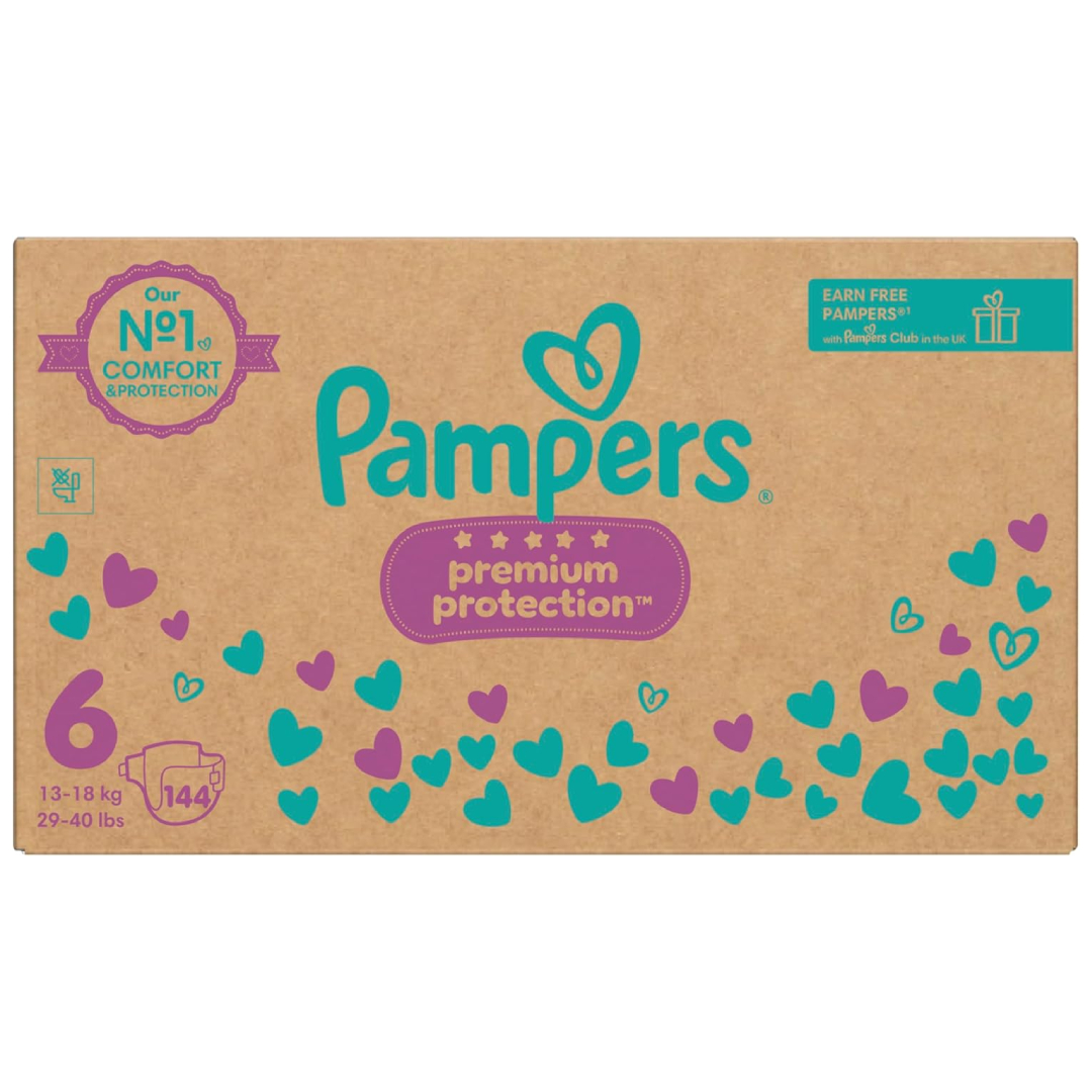 Pampers Premium Protection Size 6 nappies sensitive skin monthly pack