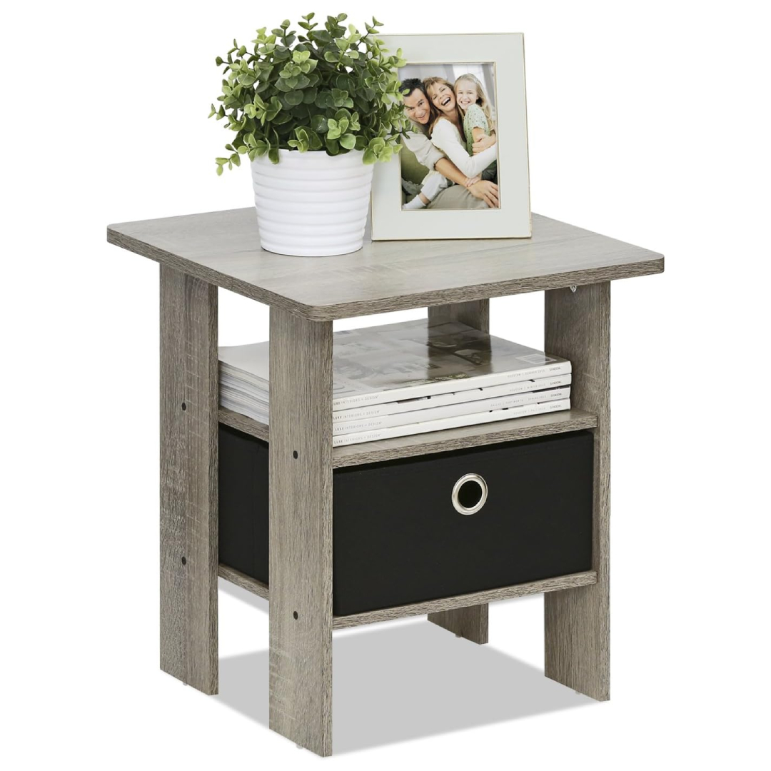 Furinno bedside table nightstand bin drawer compact small bedroom