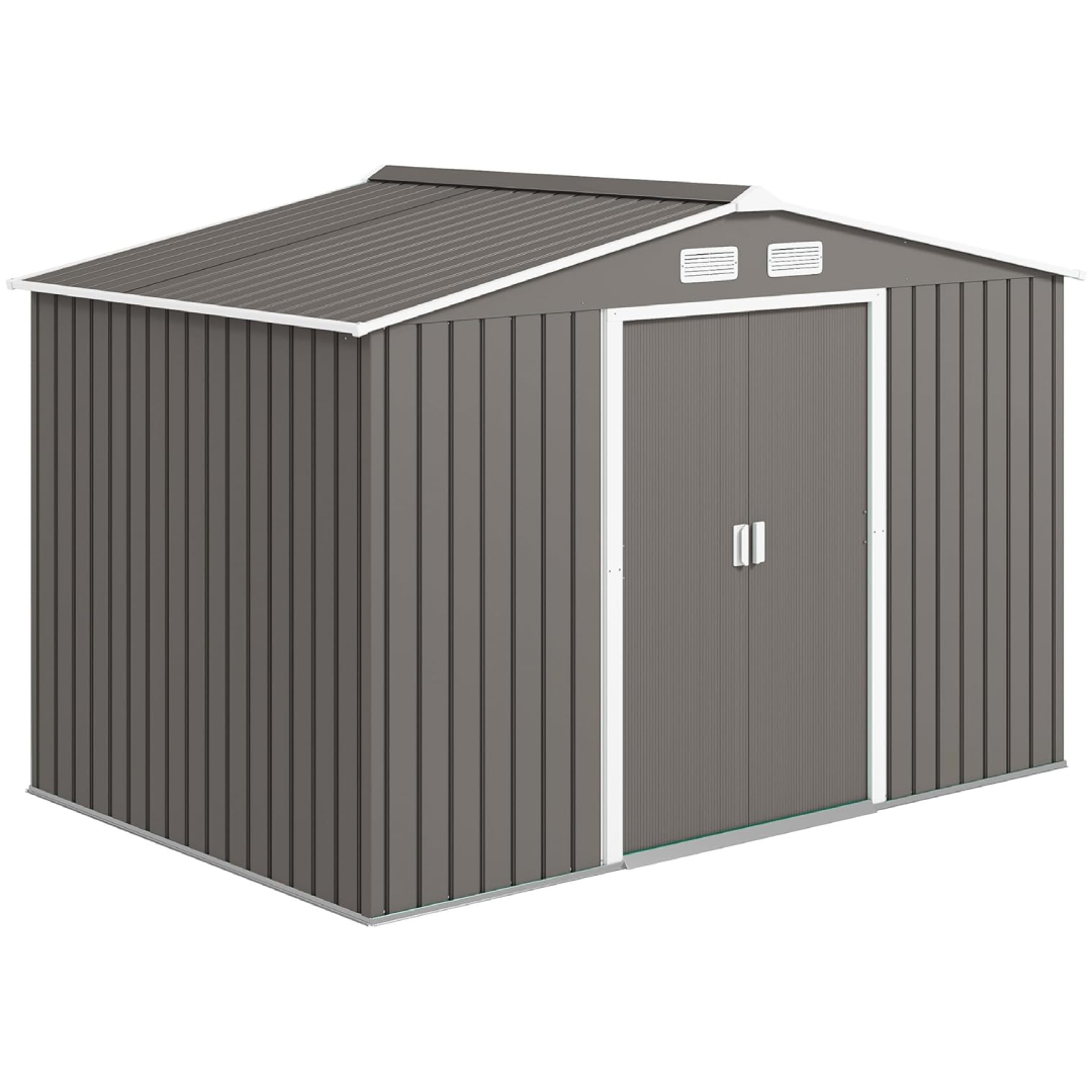 Outsunny 2.77m x 1.95m metal garden storage shed with floor foundation