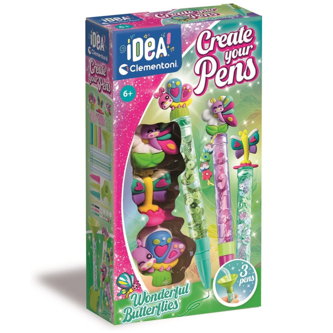 Clementoni Idea Create Your Pens butterflies DIY kit kids 6 years