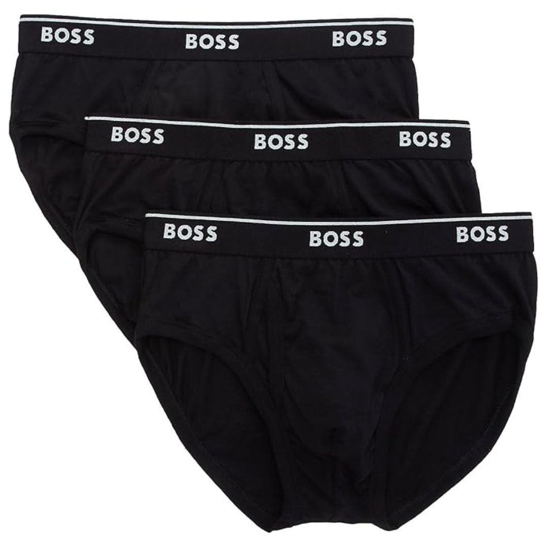 Hugo Boss men's briefs 3-pack 100% cotton logo waistband classic fit