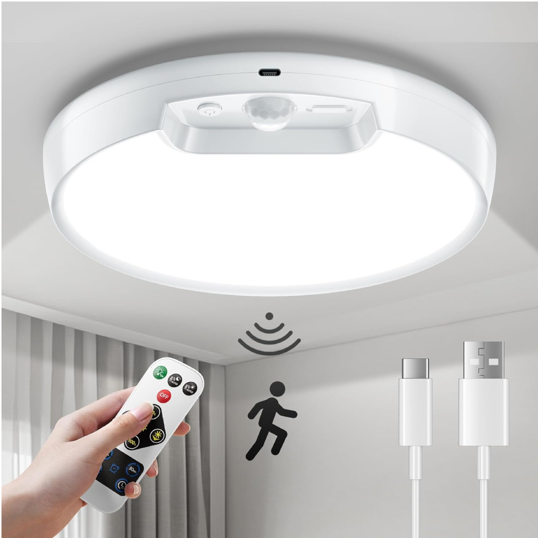 Homelist motion sensor ceiling light 8000mAh rechargeable battery LED with remote