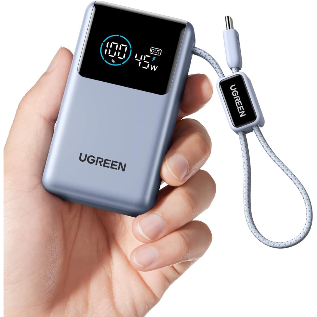 UGREEN Nexode 55W power bank 10000mAh built-in cable digital display fast charging