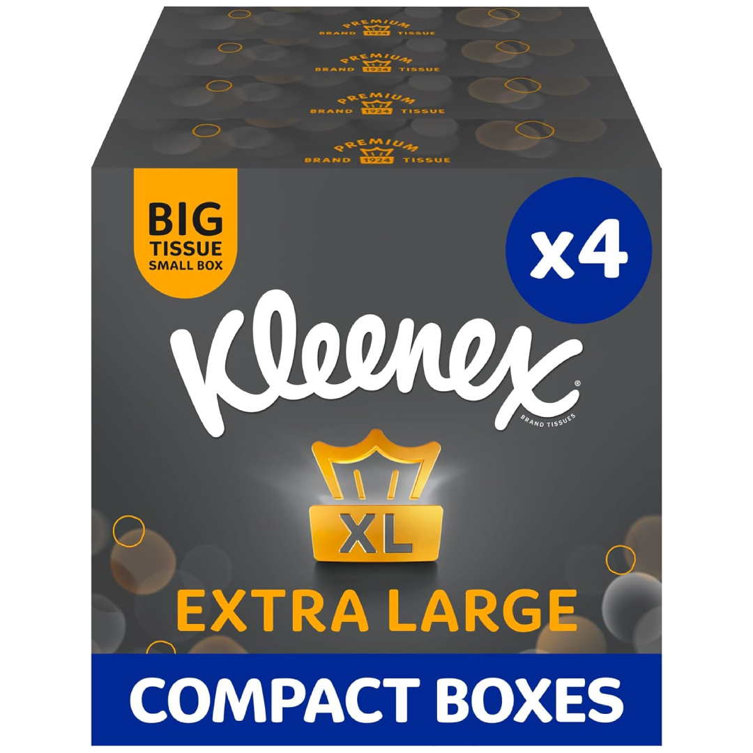 Kleenex Extra Large compact facial tissues 4-pack 176 sheets 3-ply