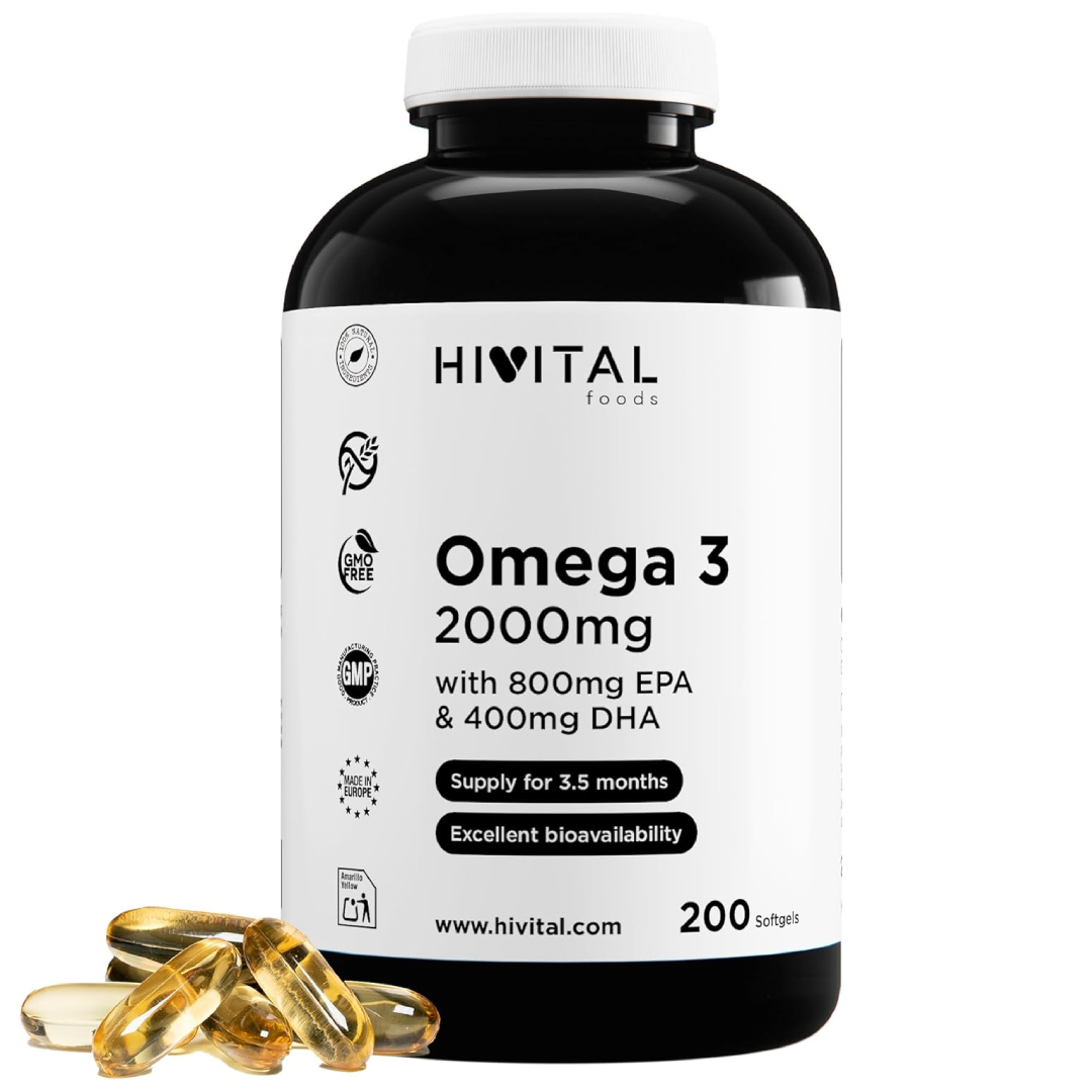 Hivital Omega 3 2000mg 200 softgels EPA DHA Spanish fish oil