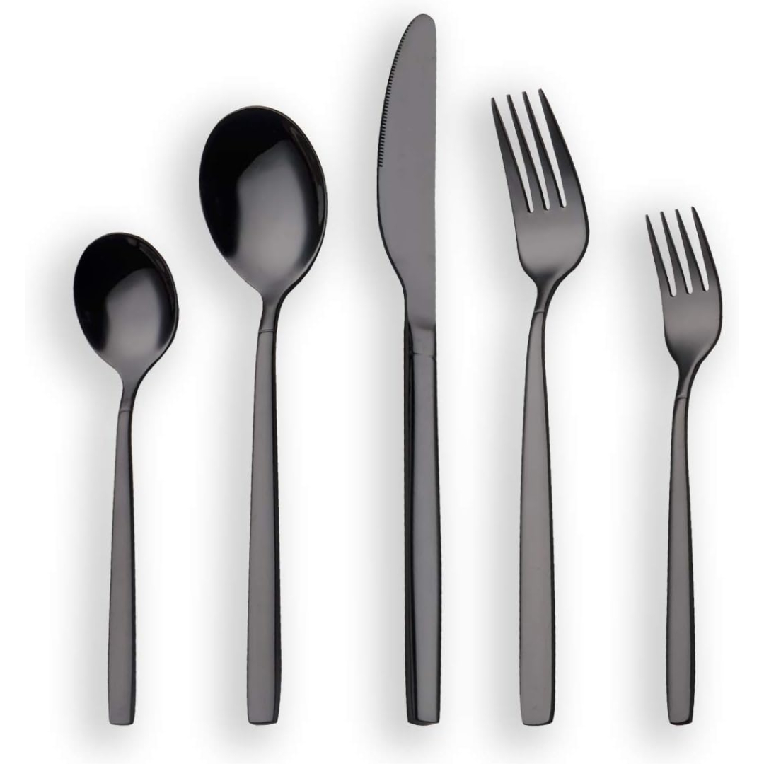 Berglander 30 piece titanium plated black cutlery set stainless steel silverware