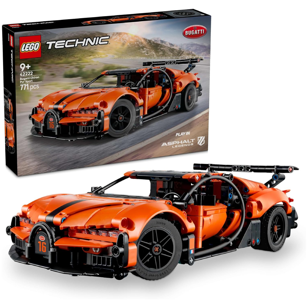 LEGO Technic Bugatti Chiron Pur Sport 42222 771-piece hypercar W16 engine model kit