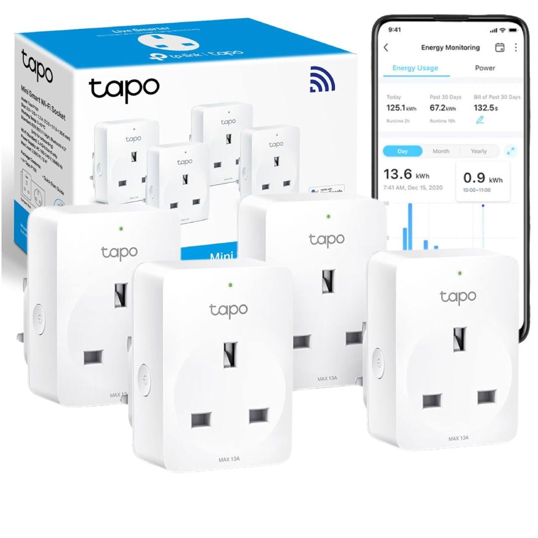 Tapo Mini Smart Wi-Fi Socket 4-Pack with Energy Monitoring
