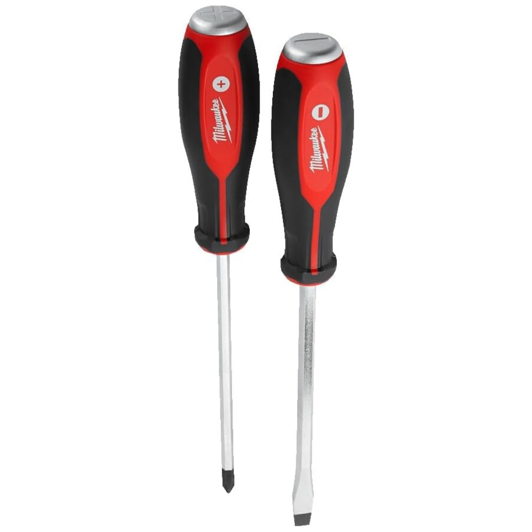 Milwaukee magnetic screwdriver set 2-piece impact-rated soft grip professional