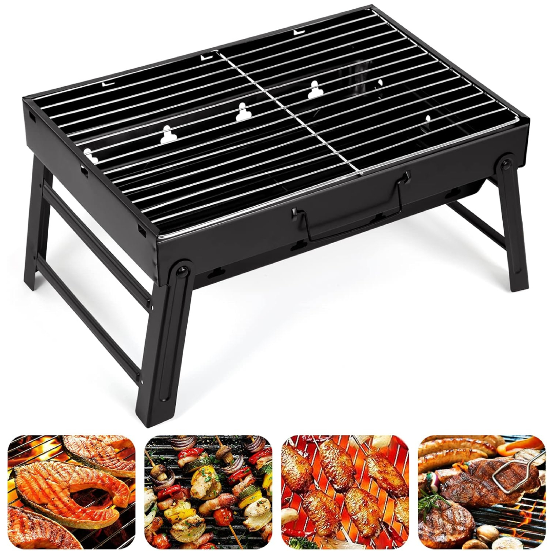 AGM portable folding charcoal BBQ grill stainless steel camping picnic garden