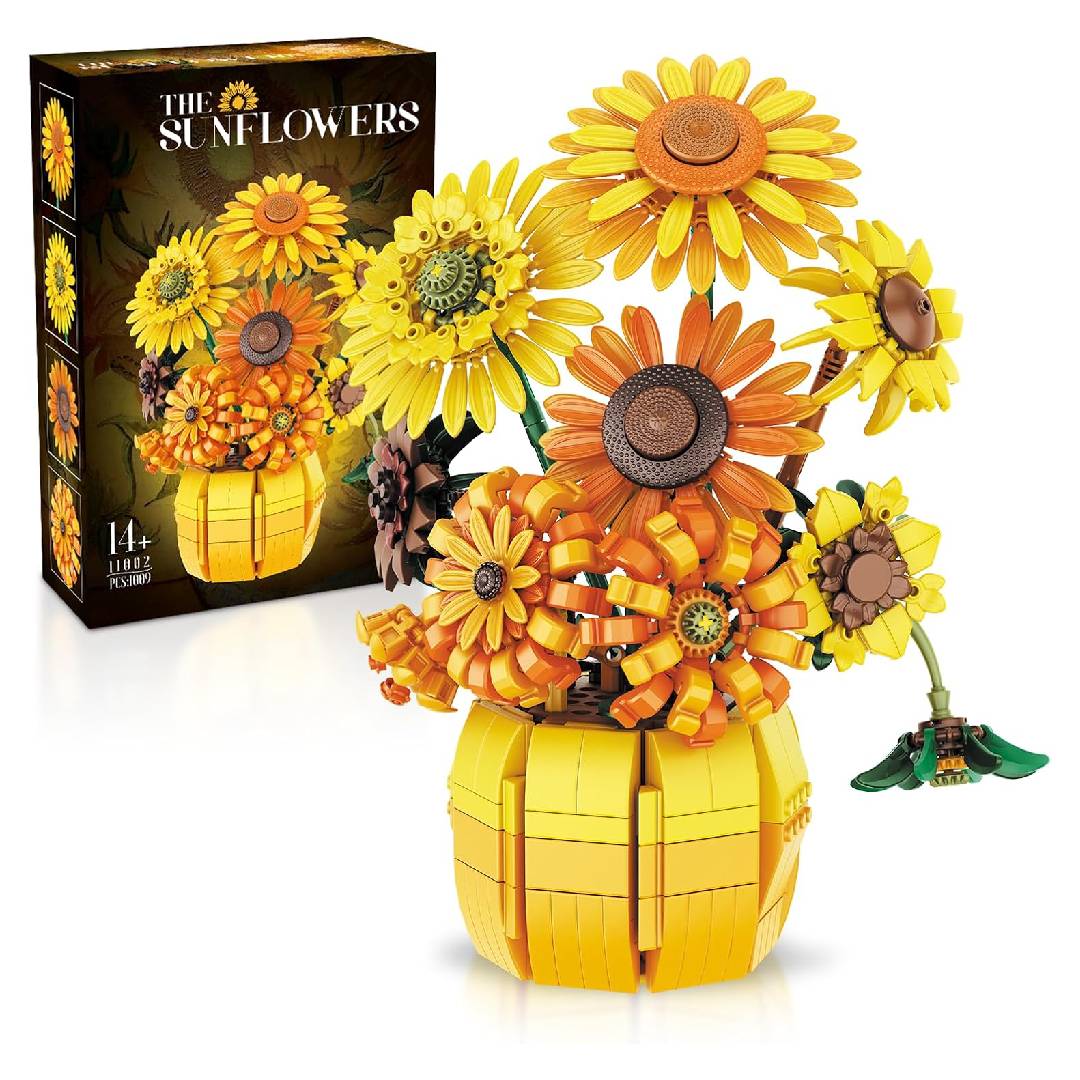 Icons Flower Set Sunflower Building Blocks for Adults
