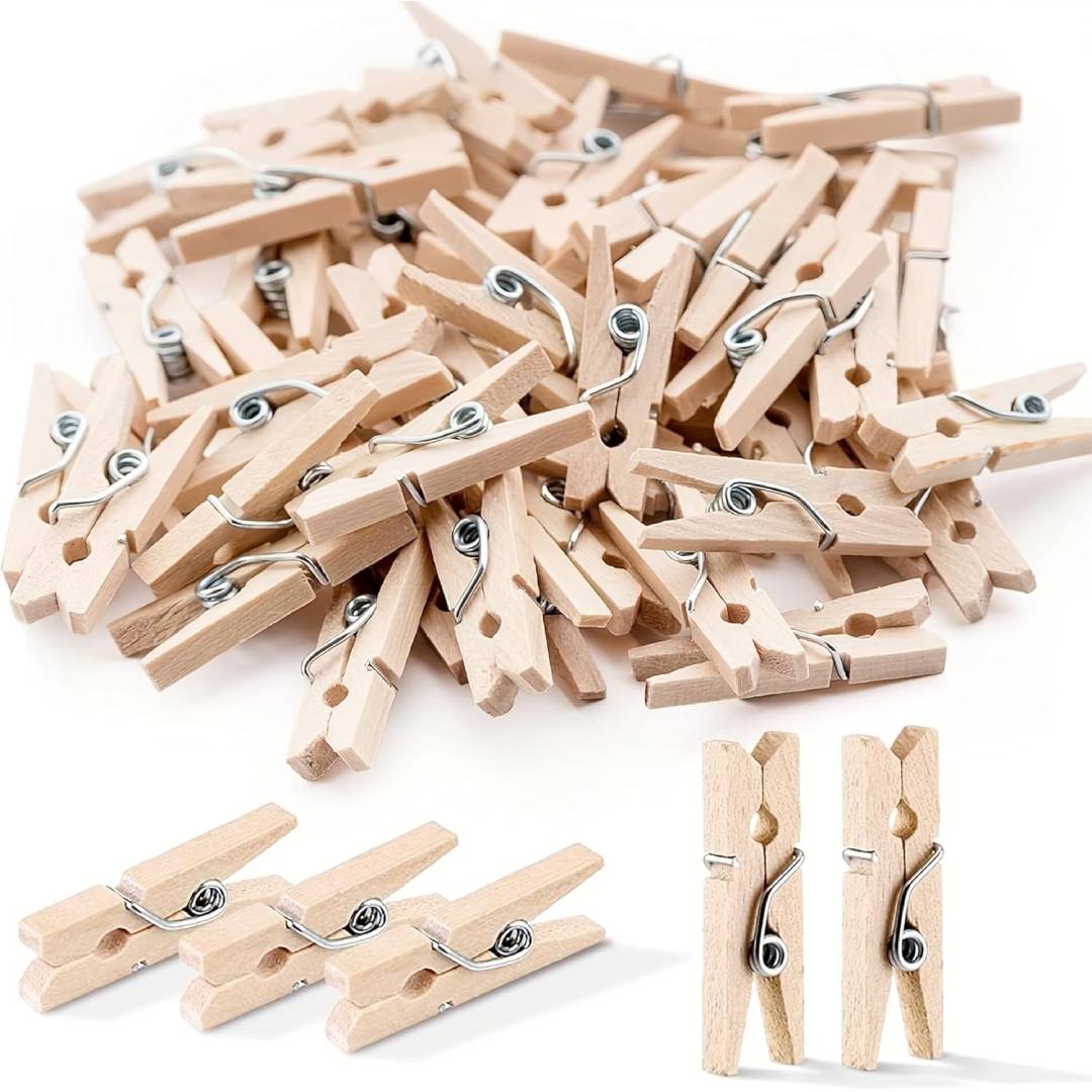 100 x Mini Wooden Pegs 25 mm Mini Clothes Pegs