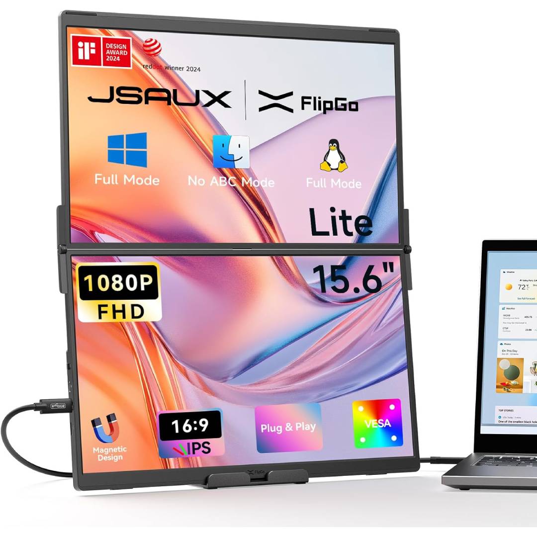 JSAUX FlipGo Lite 15.6" Portable Dual Stacked Monitor