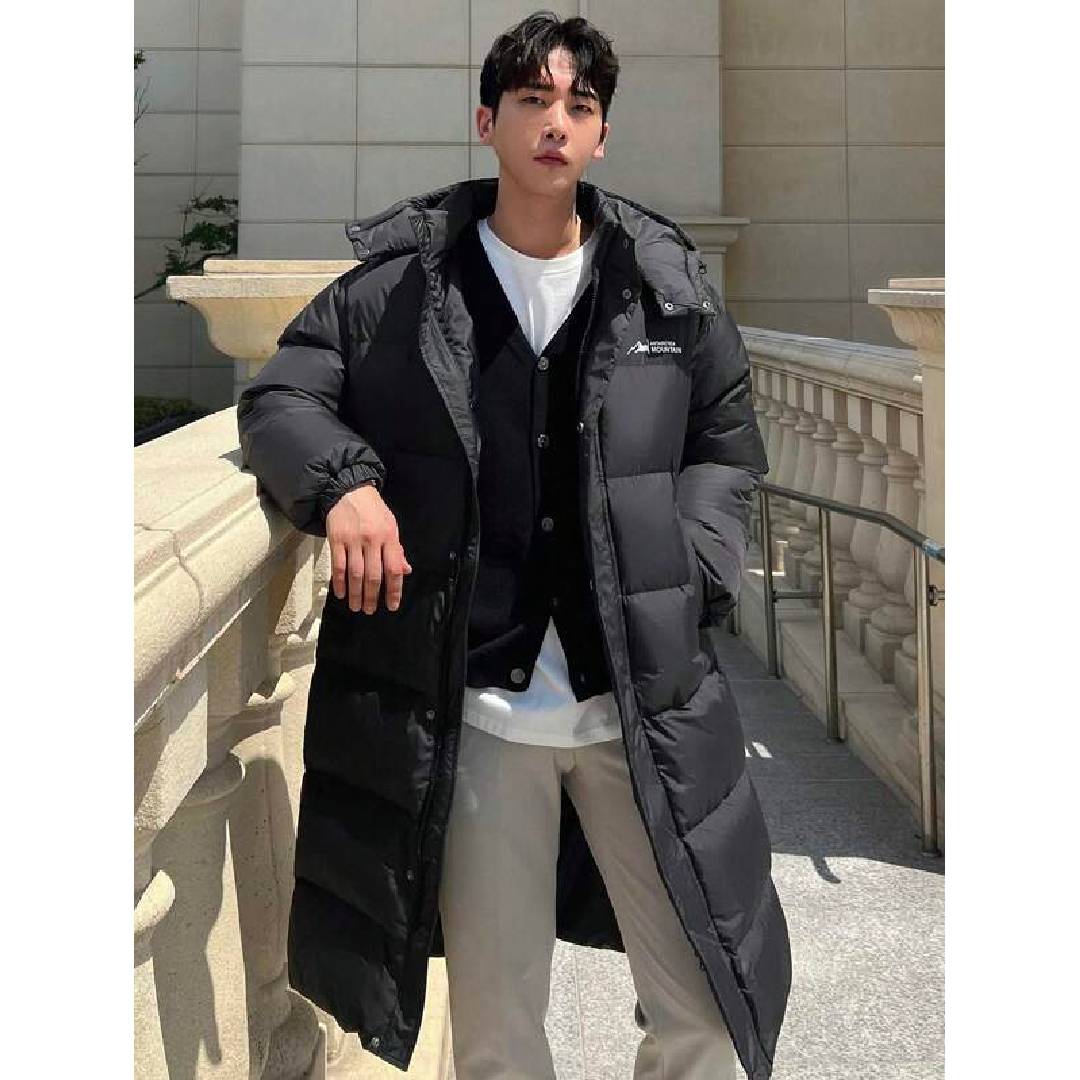 DAZY Men's Long Letter Print Padded Coat