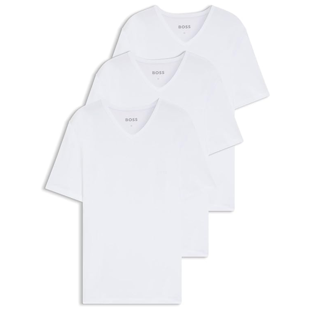 HUGO BOSS Men's T-Shirt Pack of 3 V-Neck White