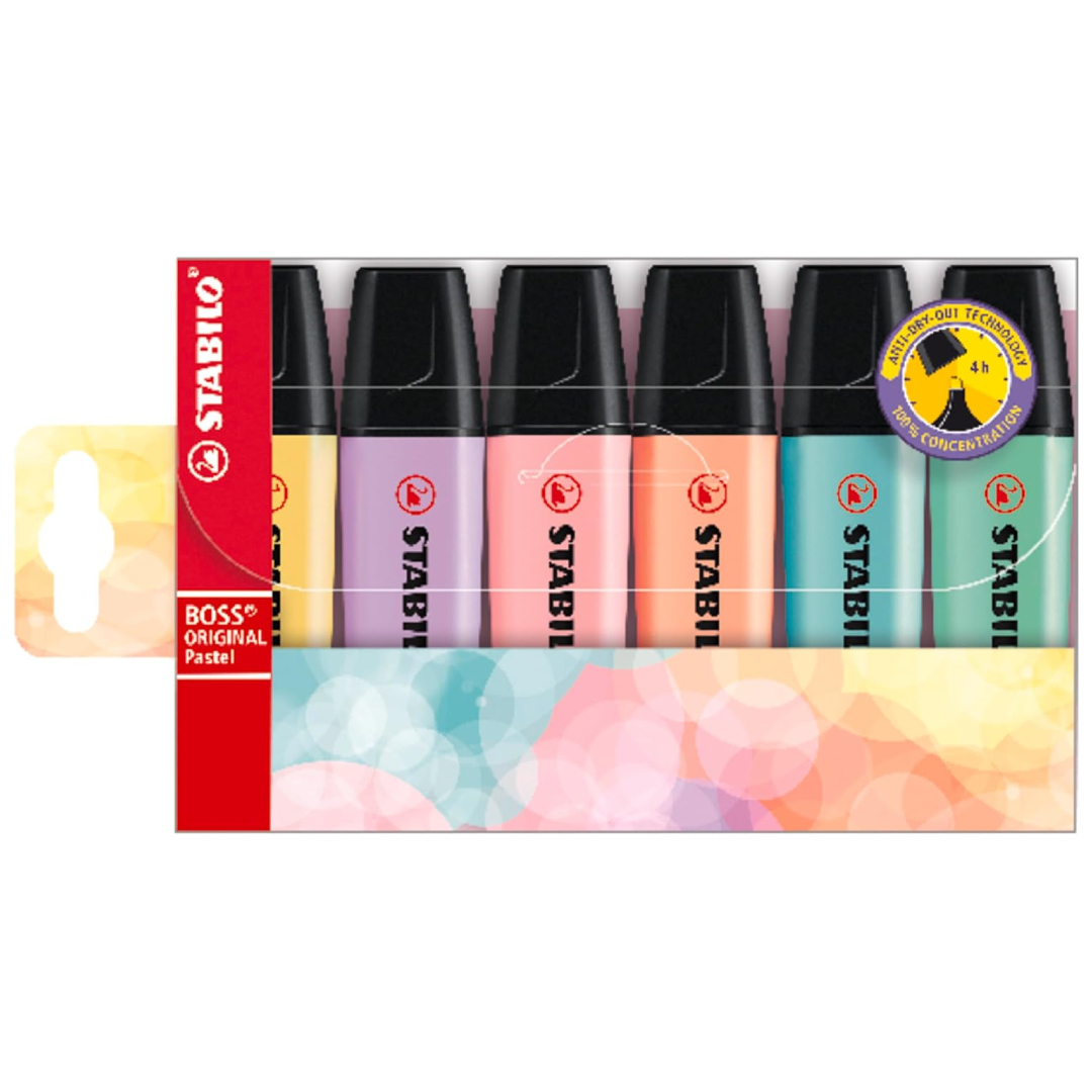 STABILO BOSS ORIGINAL Pastel highlighters pack of 6