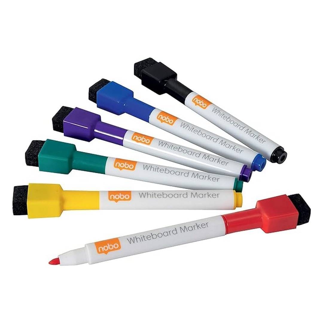 Nobo Mini Whiteboard Pens With Magnetic Eraser Cap