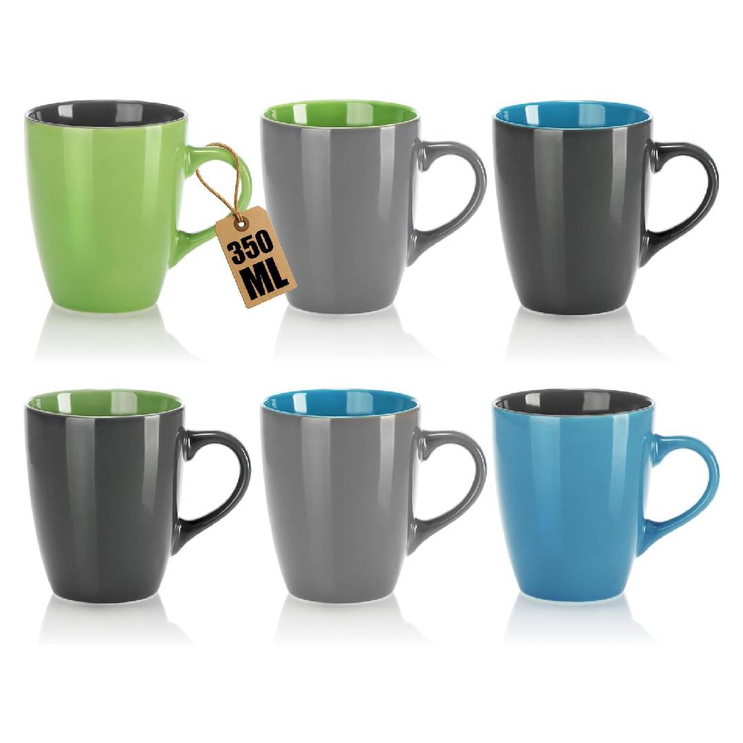 com-four® 6x Ceramic Coffee Mugs 350 ml