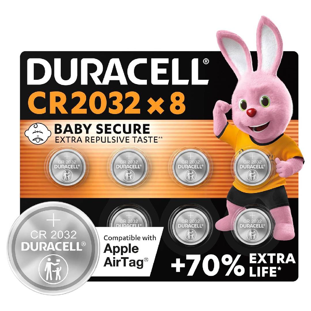 Duracell CR2032 Lithium Coin Batteries 3V (8 Pack)