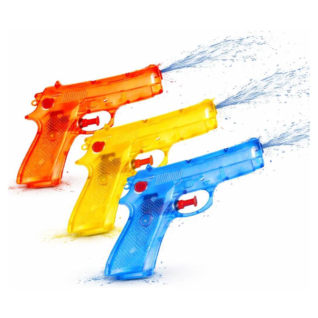 3 x Water Pistols 12 cm Colourful Set