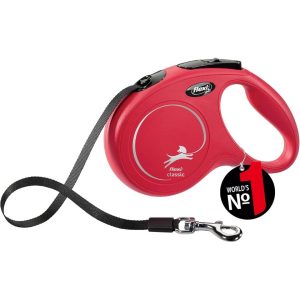 Flexi New Classic Tape Red Medium 5m Retractable Dog Leash/Lead for dogs up to 25kgs/55lbs
