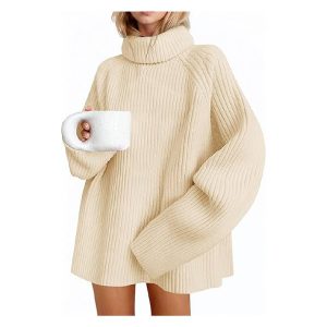 Saodimallsu Women's Pullover Oversized Long Sleeve Turtleneck