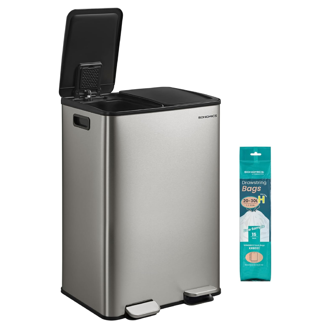 SONGMICS dual compartment pedal kitchen bin