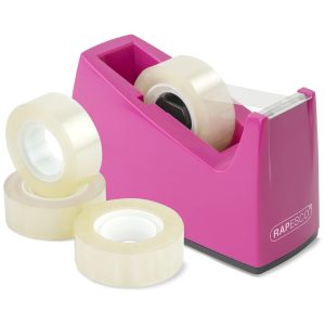 Rapesco 300 tape dispenser hot pink
