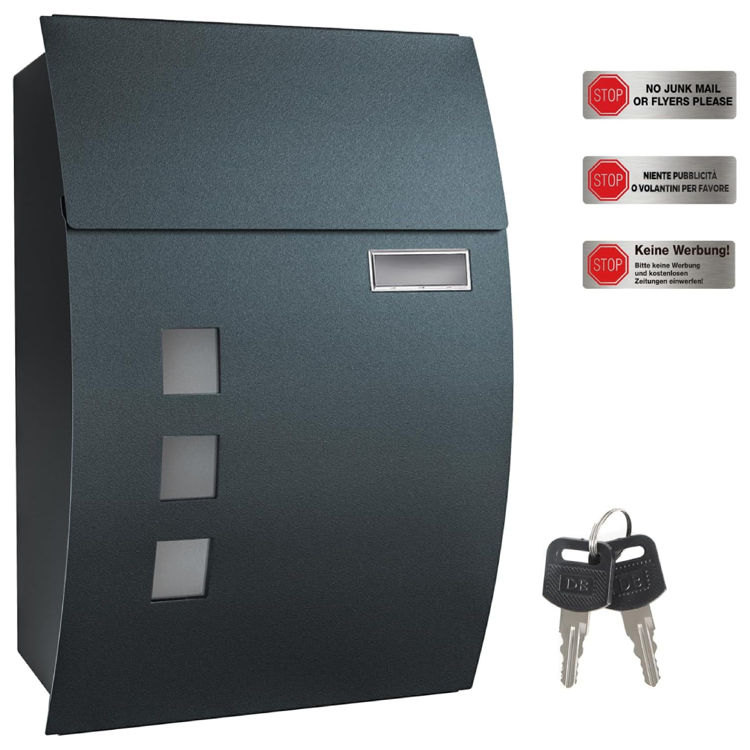SONGMICS wall mounted post box charcoal grey