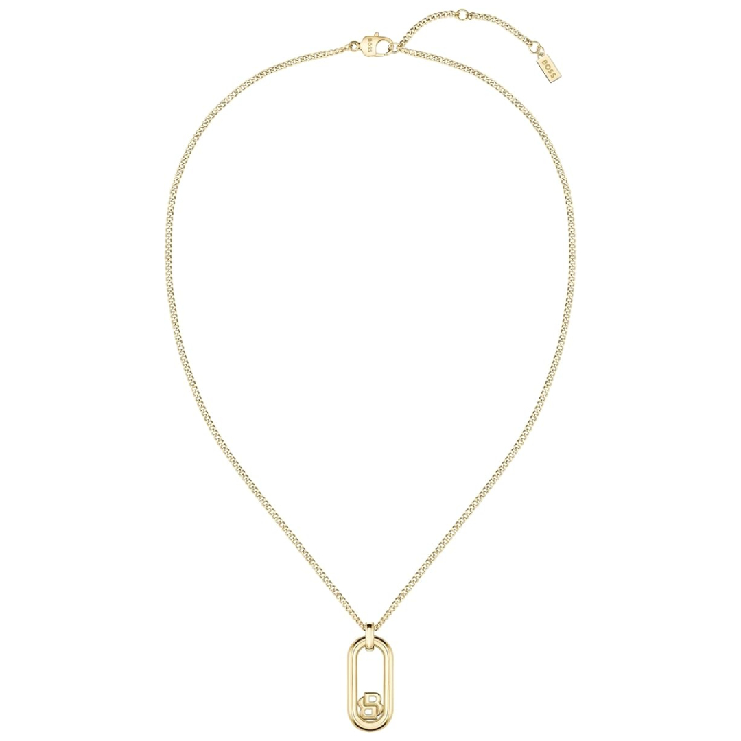 BOSS Double B Swing pendant necklace yellow gold