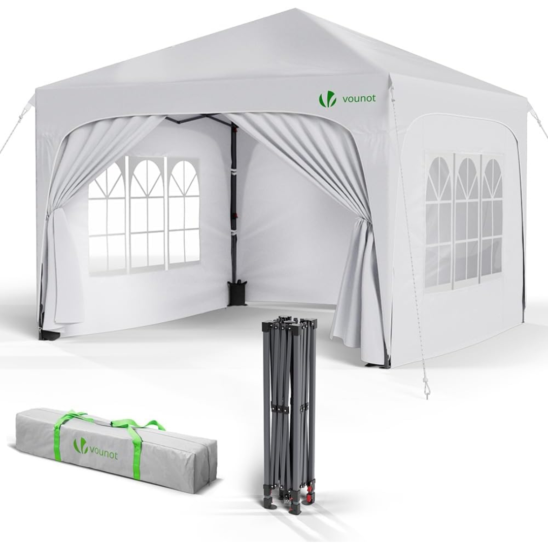 VOUNOT 3m x 3m pop up waterproof gazebo white