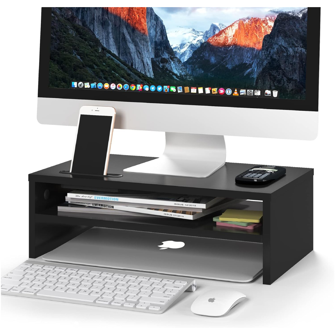 BONTEC monitor stand riser black wood