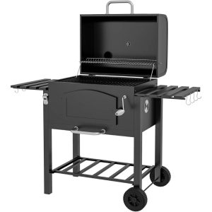 Outsunny Charcoal Grill BBQ Trolley with Adjustable Charcoal Height