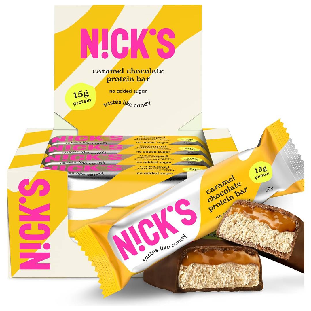 NICKS Low Carb Protein Bar, Caramel Chocolate