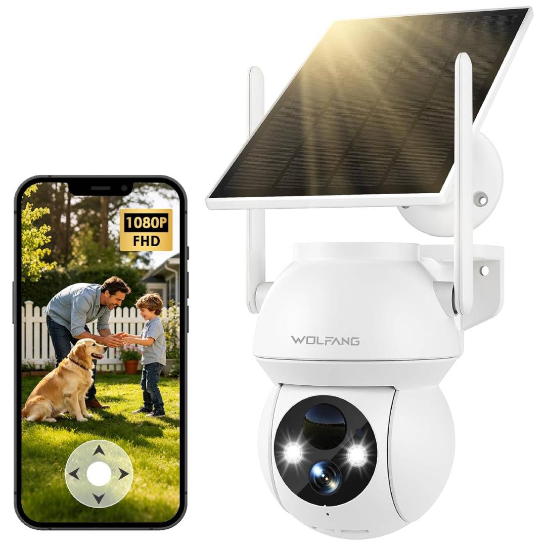 WOLFANG 1080P Solar Security Camera