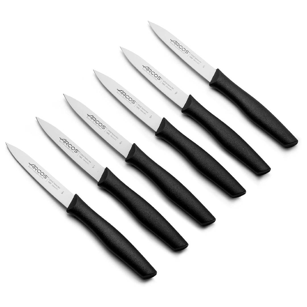 ARCOS Set of 6 Paring Knives with 100 mm Stainless Steel Blade and Polypropylene Handle