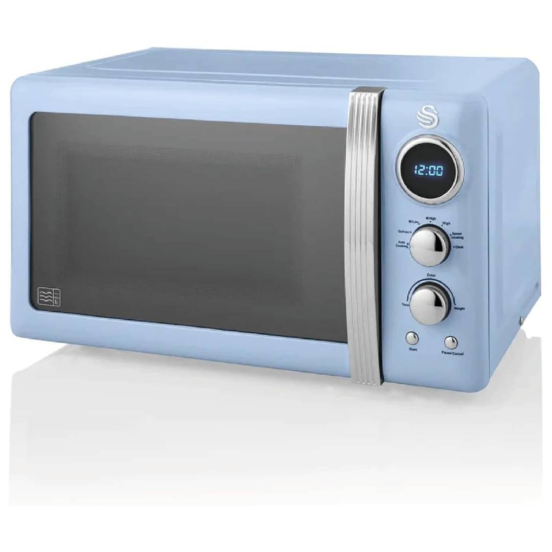 Swan SM22030LBLN Retro LED Digital Countertop Microwave