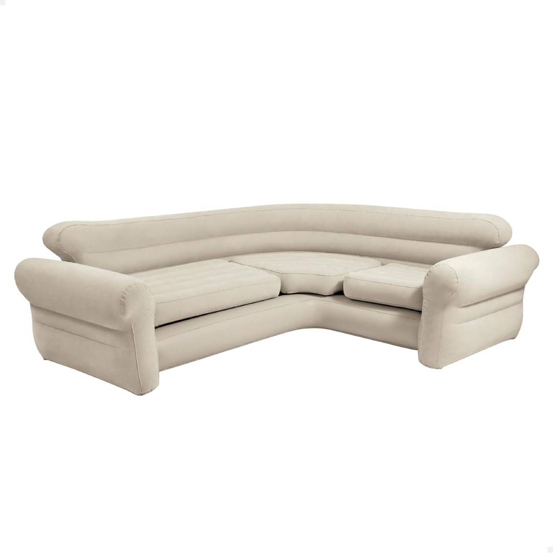 Intex Vinyl Inflatable Waterproof Flocked Top Surface Corner Living Room Air Mattress