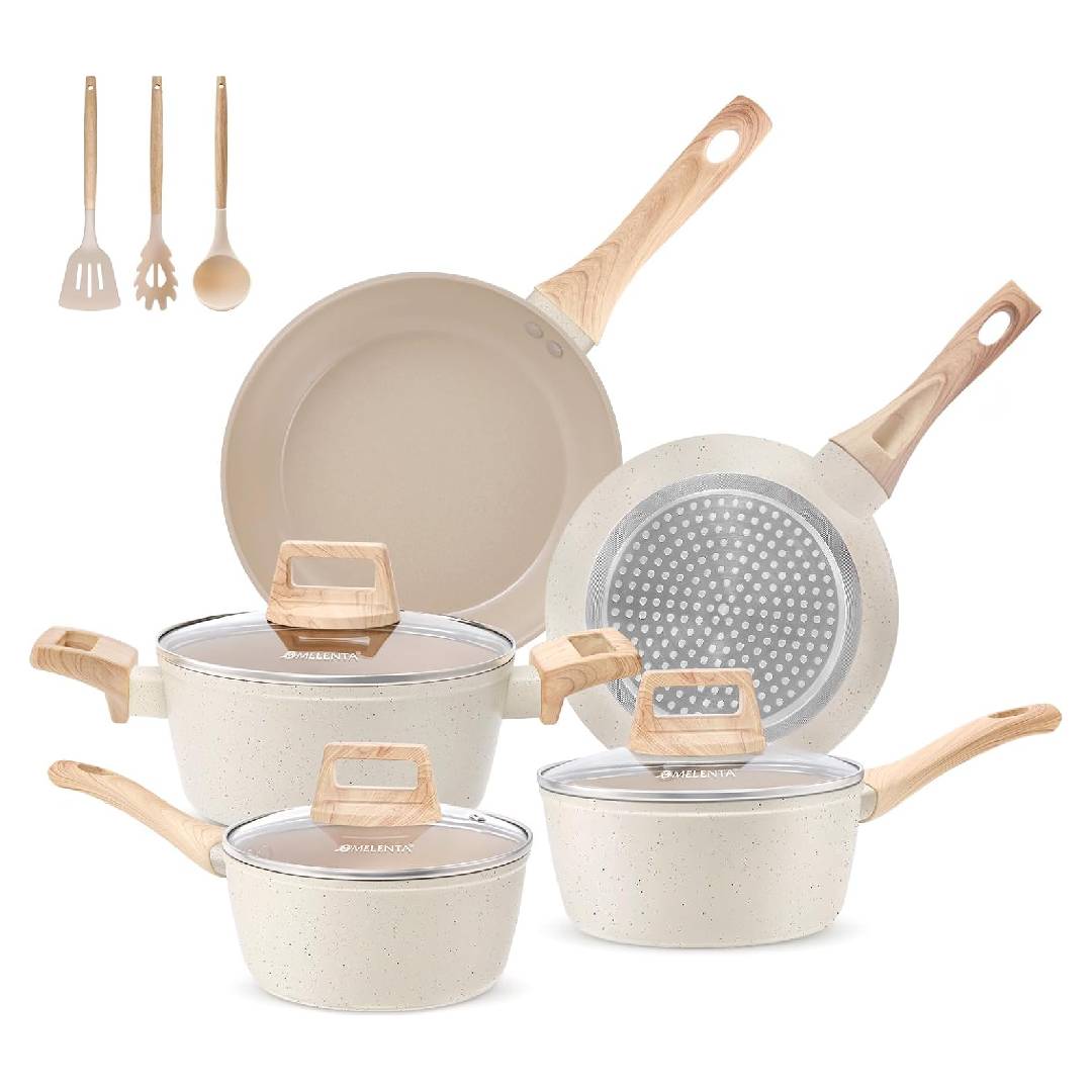 M MELENTA Pots and Pans Set Non Stick