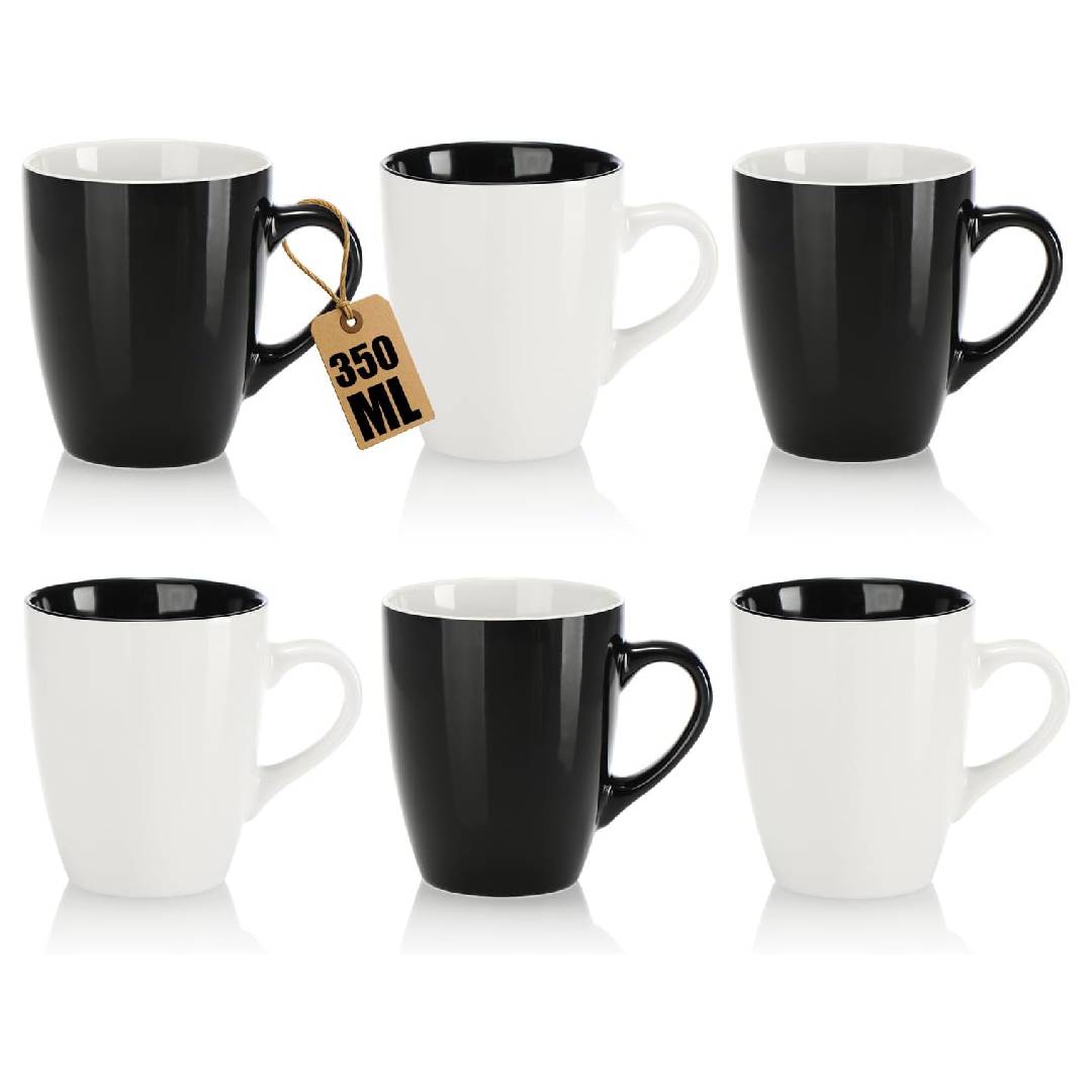 com-four® 6x Ceramic Coffee Mugs 350 ml