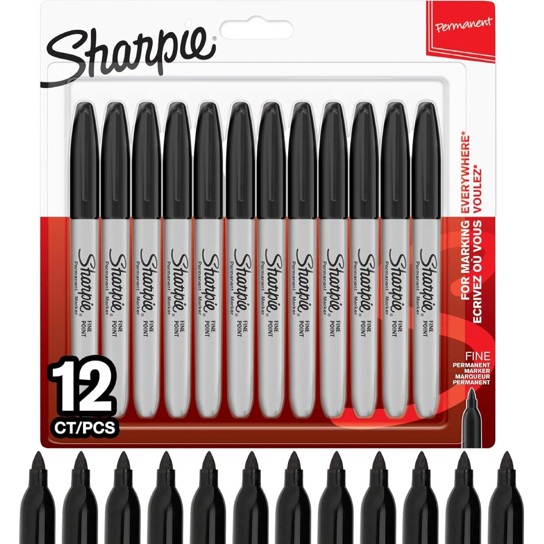 Sharpie Permanent Markers | Fine Point for Bold Details | Black Ink | 12 Marker Pens