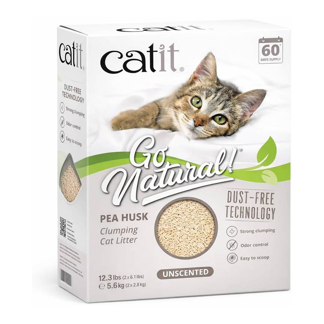 Catit Go Natural Clumping Cat Litter, Pea Husks, 2x2.8kg (5.6kg)