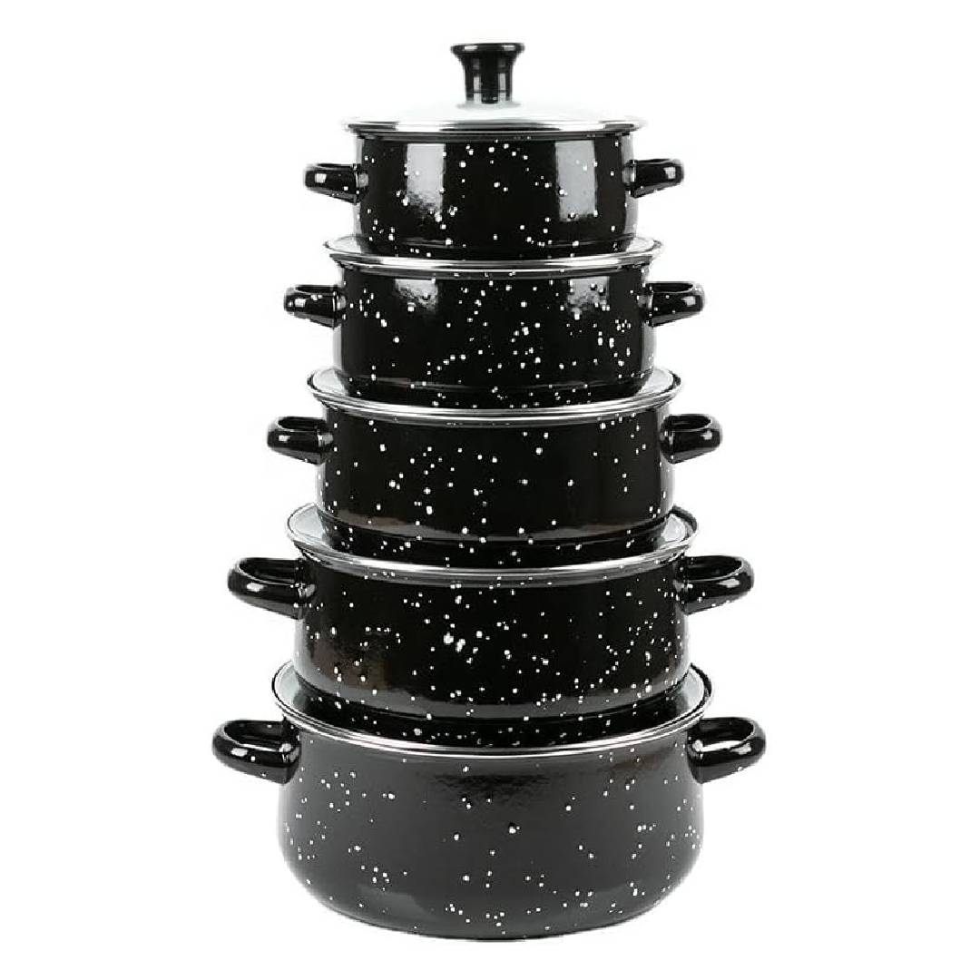 Herzberg HG04128 10 Piece Pot and Roaster Set with Glass Lids