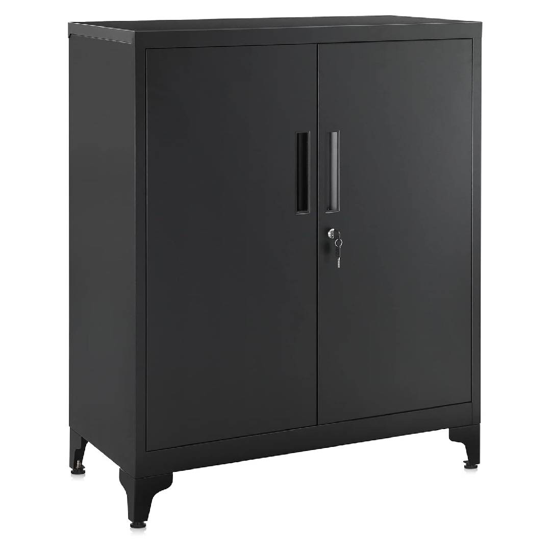 SONGMICS Multipurpose Steel Storage Cabinet with 2 Lockable Doors and Shelves