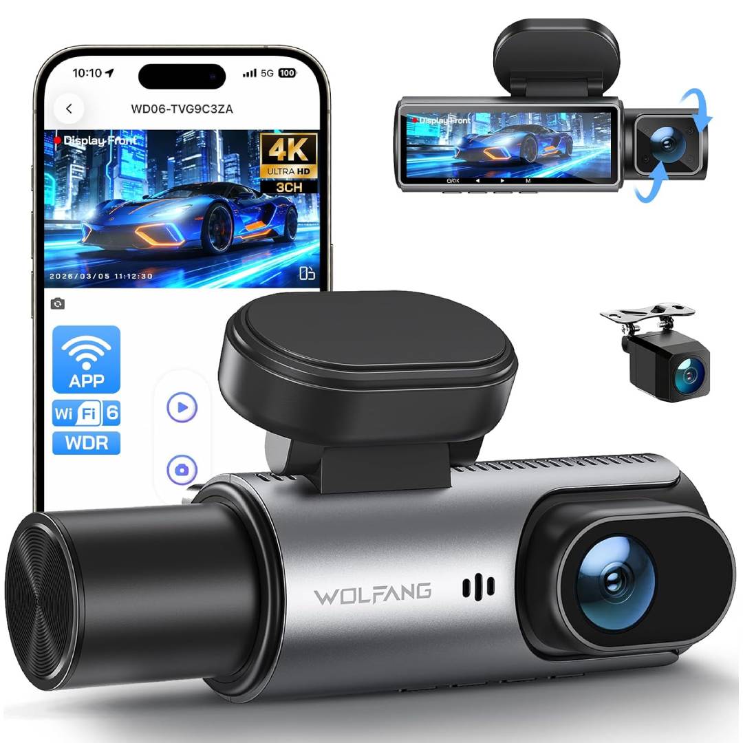 WOLFANG 4K 3-Channel Dash Cam