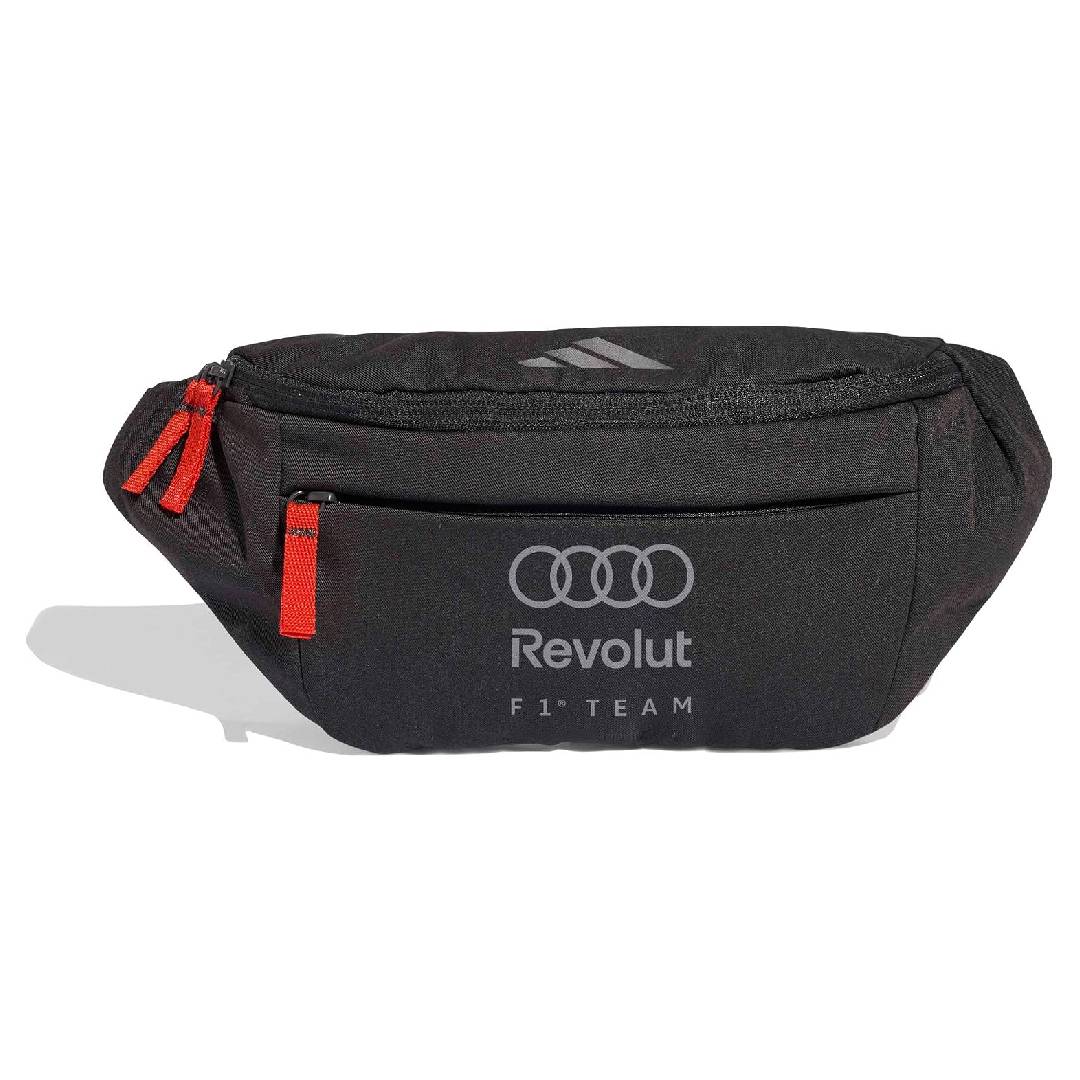Get the adidas Audi Revolut F1 Team Waistbag in utility black featuring recycled polyester and a top zip pocket today!
