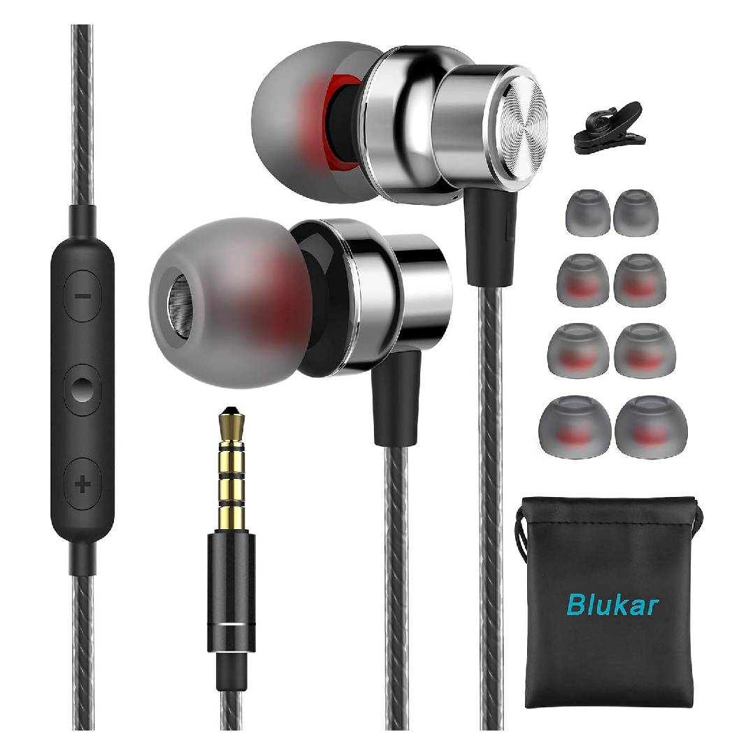 Blukar In-Ear Headphones with Microphone and Cable