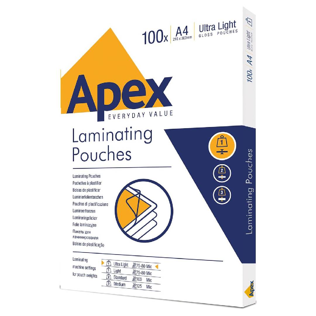 Fellowes Apex A4 Laminating Pouches